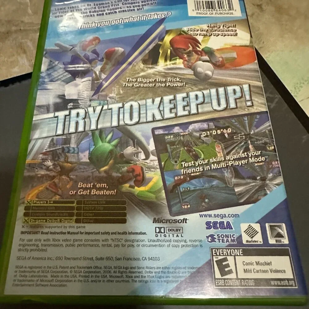 Sega Sonic Riders Microsoft Xbox 2006 Complete CIB W Manual Tested Works
